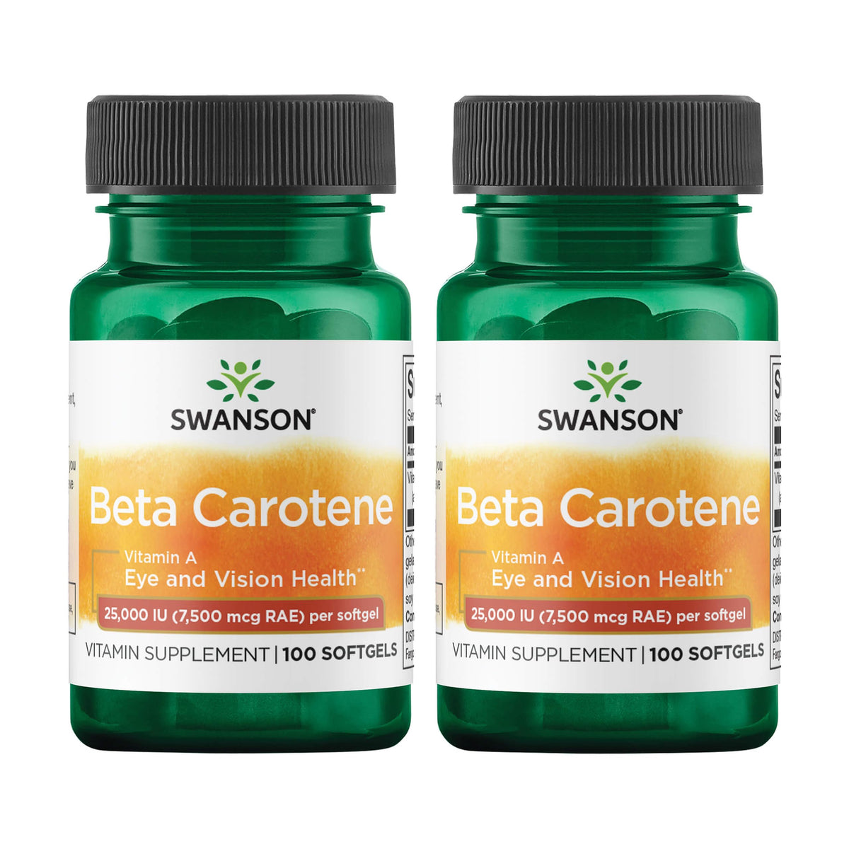 Swanson Beta-Carotene dans une bouteille, soutien potentiel à la vision et à la protection antioxydante.