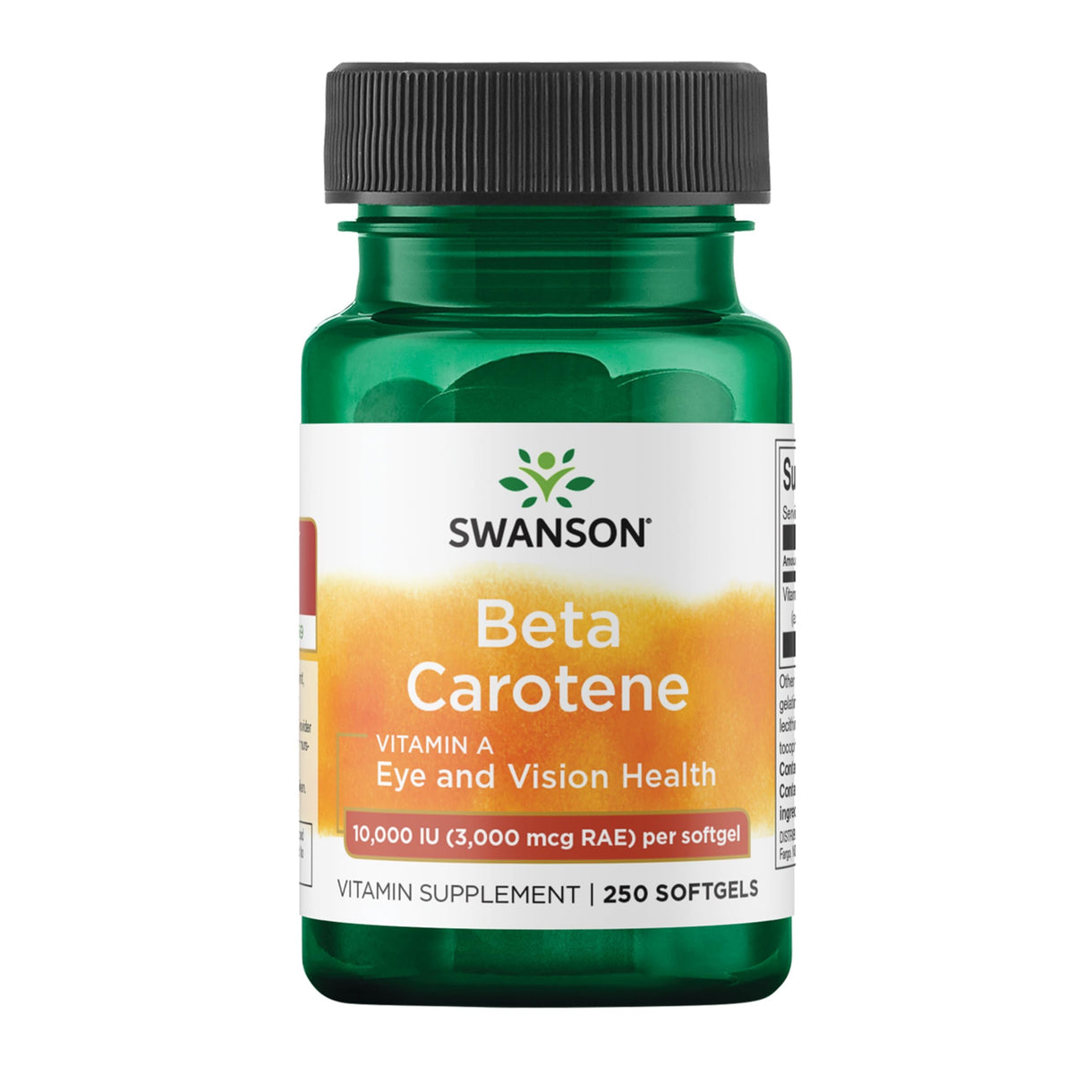 Swanson Beta-Carotene: gelule molle orange, pratique à prendre chaque jour.