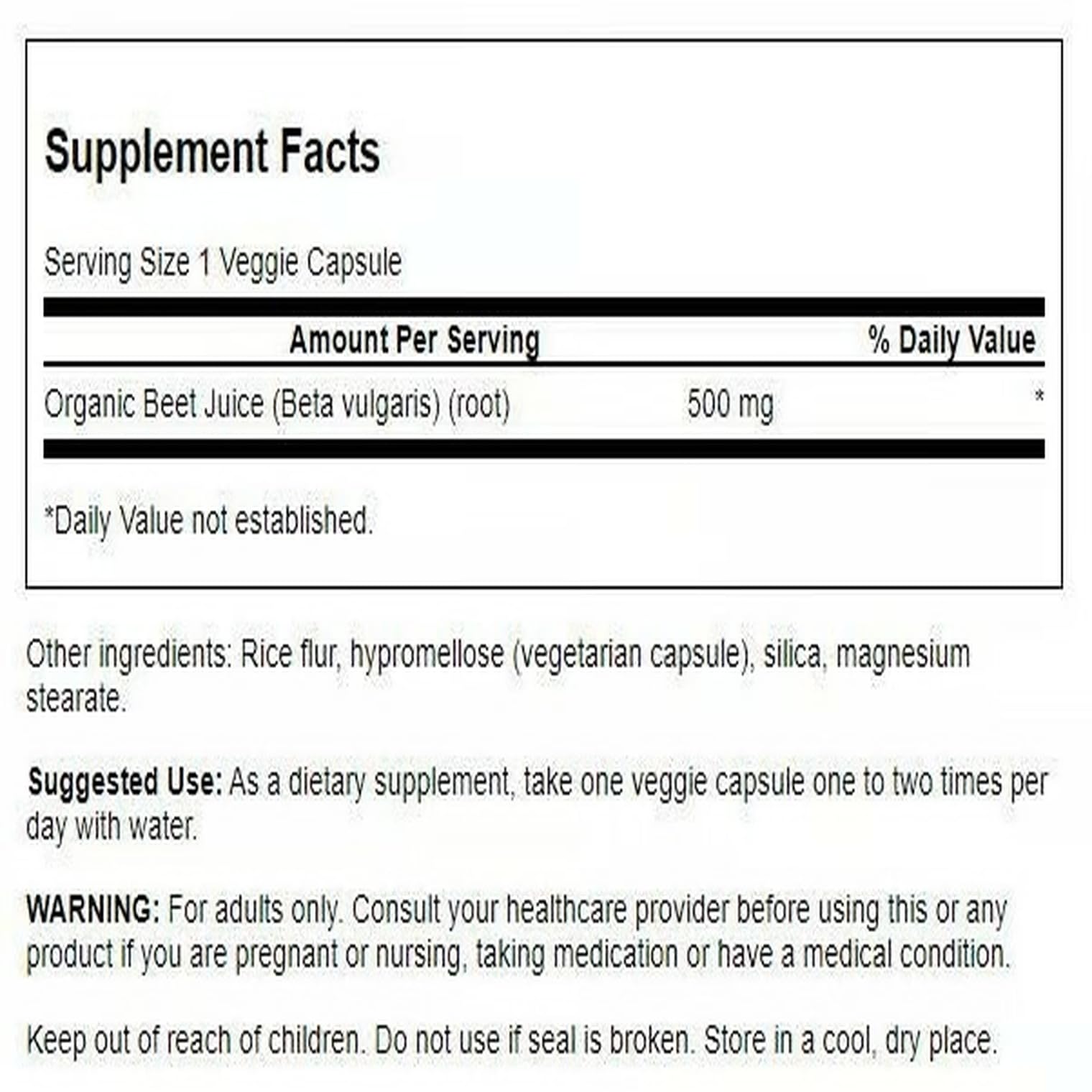 Capsules Swanson de betterave lyophilisée dans une bouteille prête à emporter.
