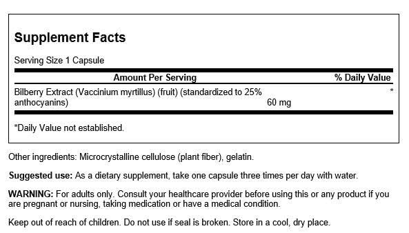 Swanson Bilberry Extract - Capsules visibles, utilisation quotidienne possible pour le bien oculaire.