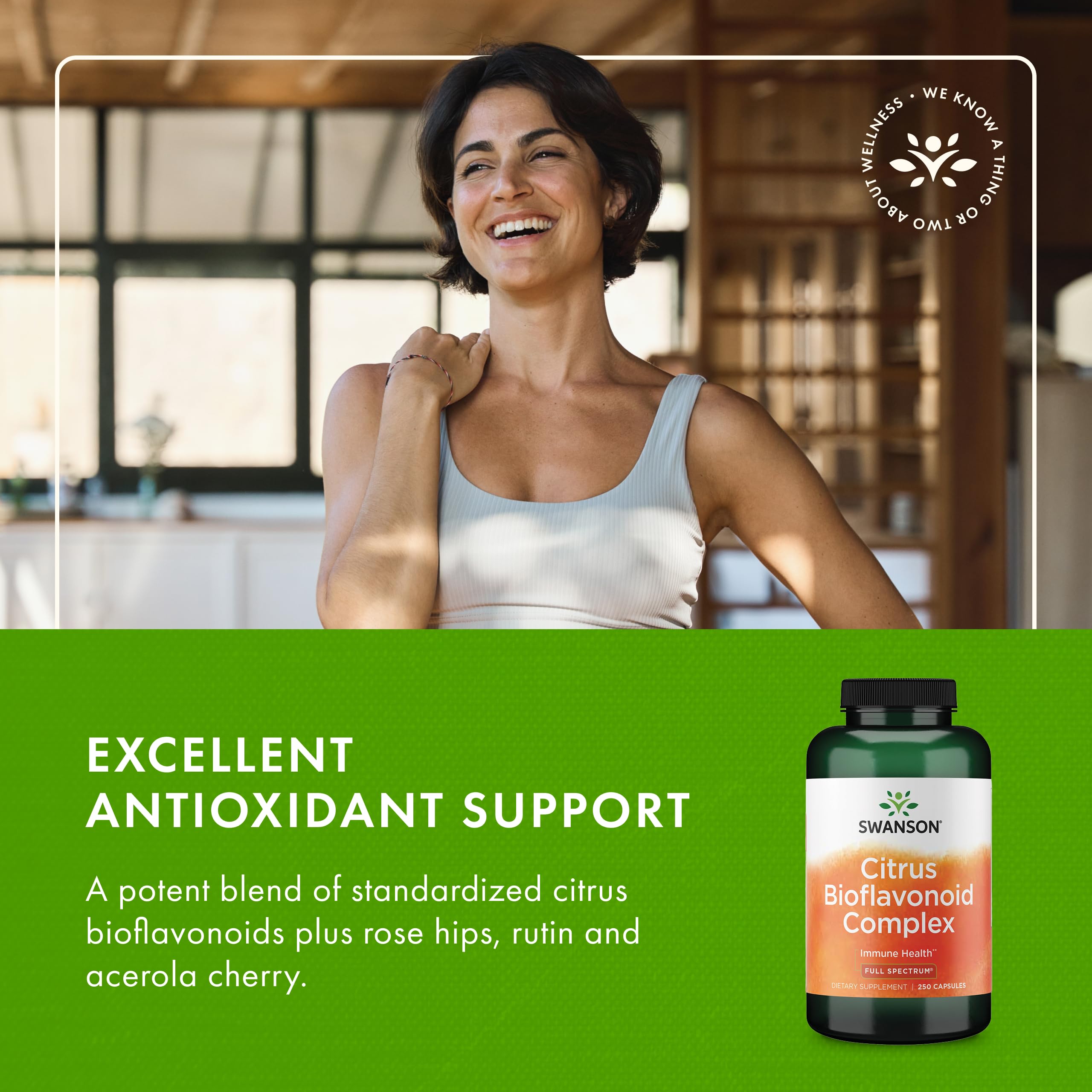 Swanson bioflavonoïdes agrumes – combinaison d'acérola et cynorhodon pour soutenir l'immunité.