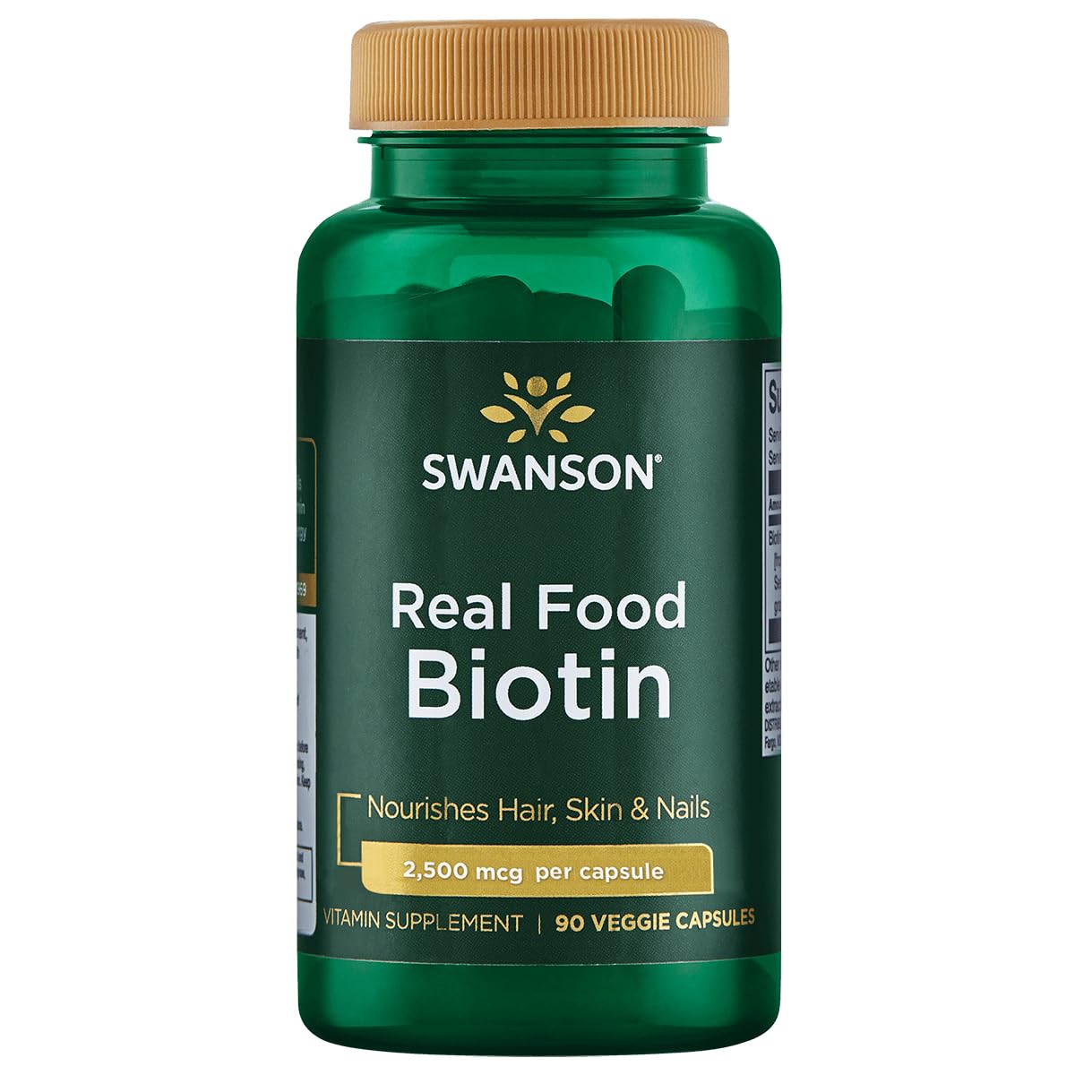 Swanson Biotine: flacon montrant potentiellement le soutien cheveux et peau.