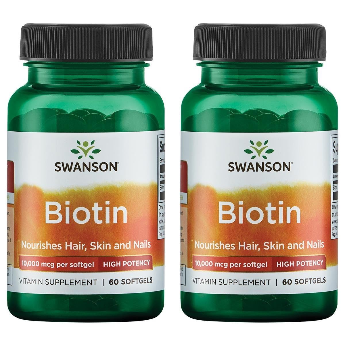 Biotine Swanson Haute Puissance 10 000 mcg, gélules, peut soutenir cheveux et ongles