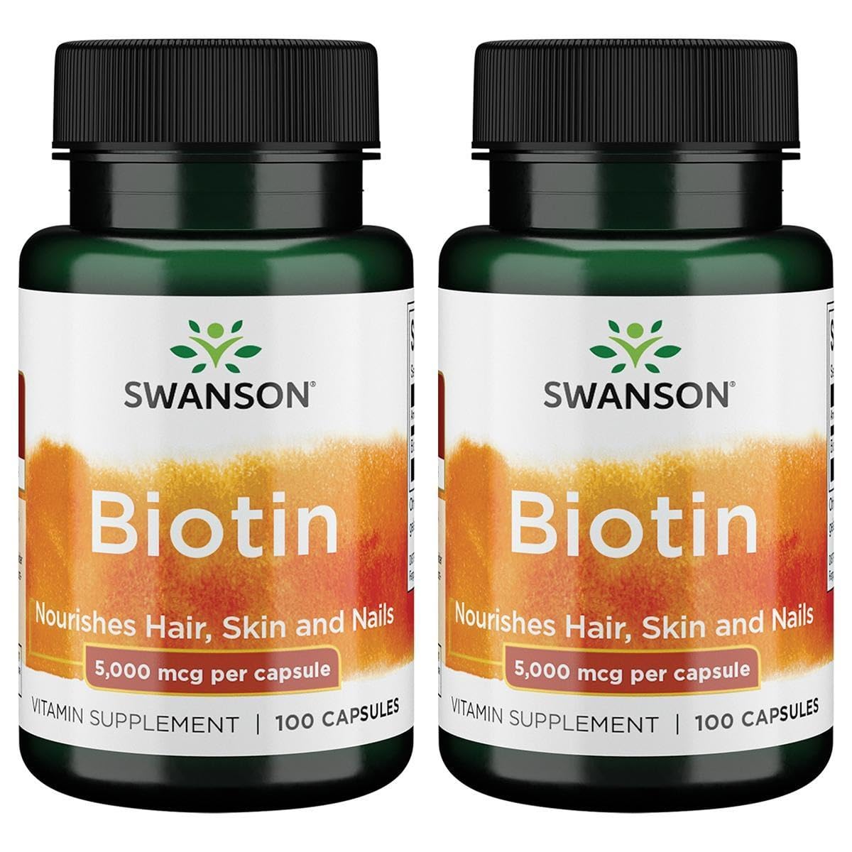 Swanson Biotine 5000 mcg, capsules – soutien potentiel pour cheveux et énergie