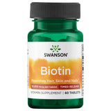 Swanson Biotine à libération prolongée – bouteille, soutien potentiel pour cheveux et ongles.