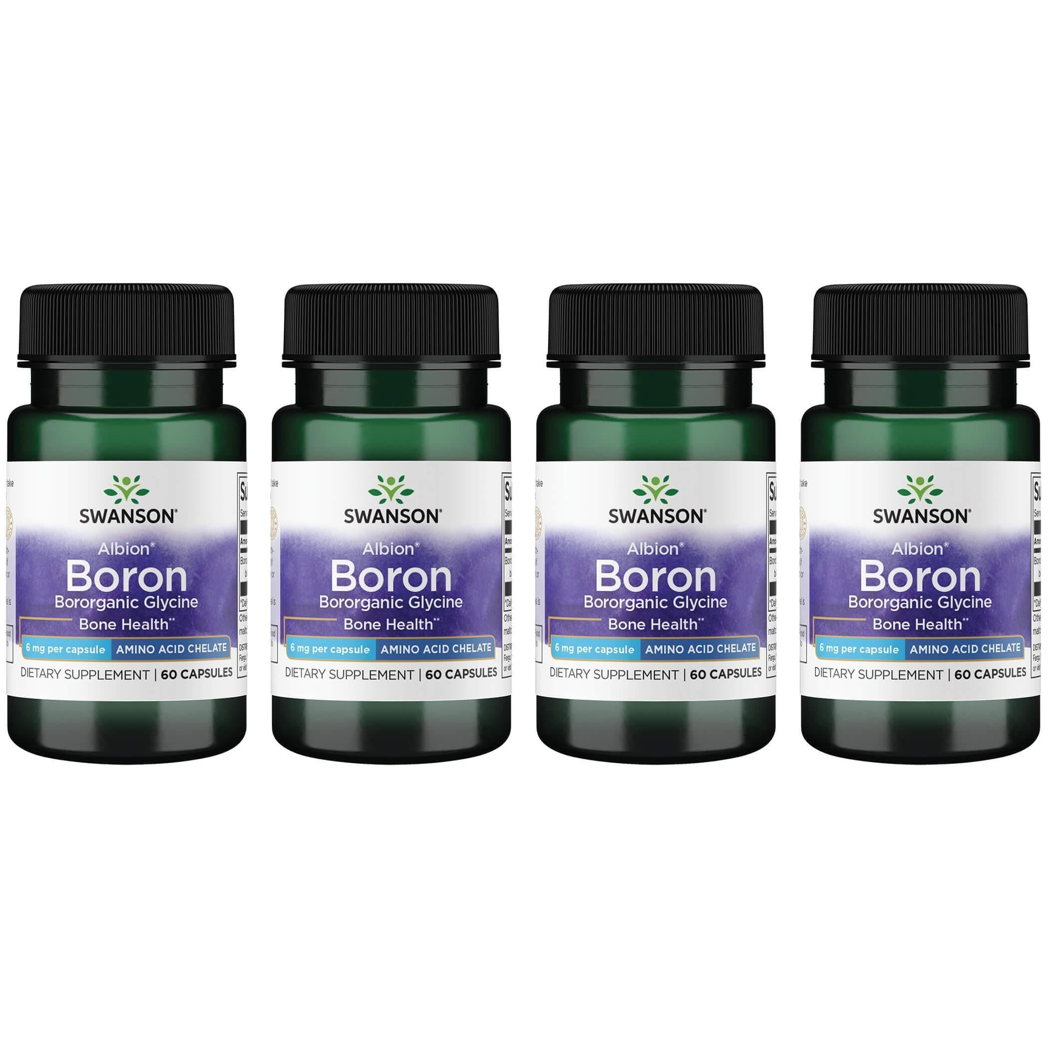 Swanson Bore Albion Boroganic Glycine, bouteille de capsules, soutien potentiel des os et des articulations.