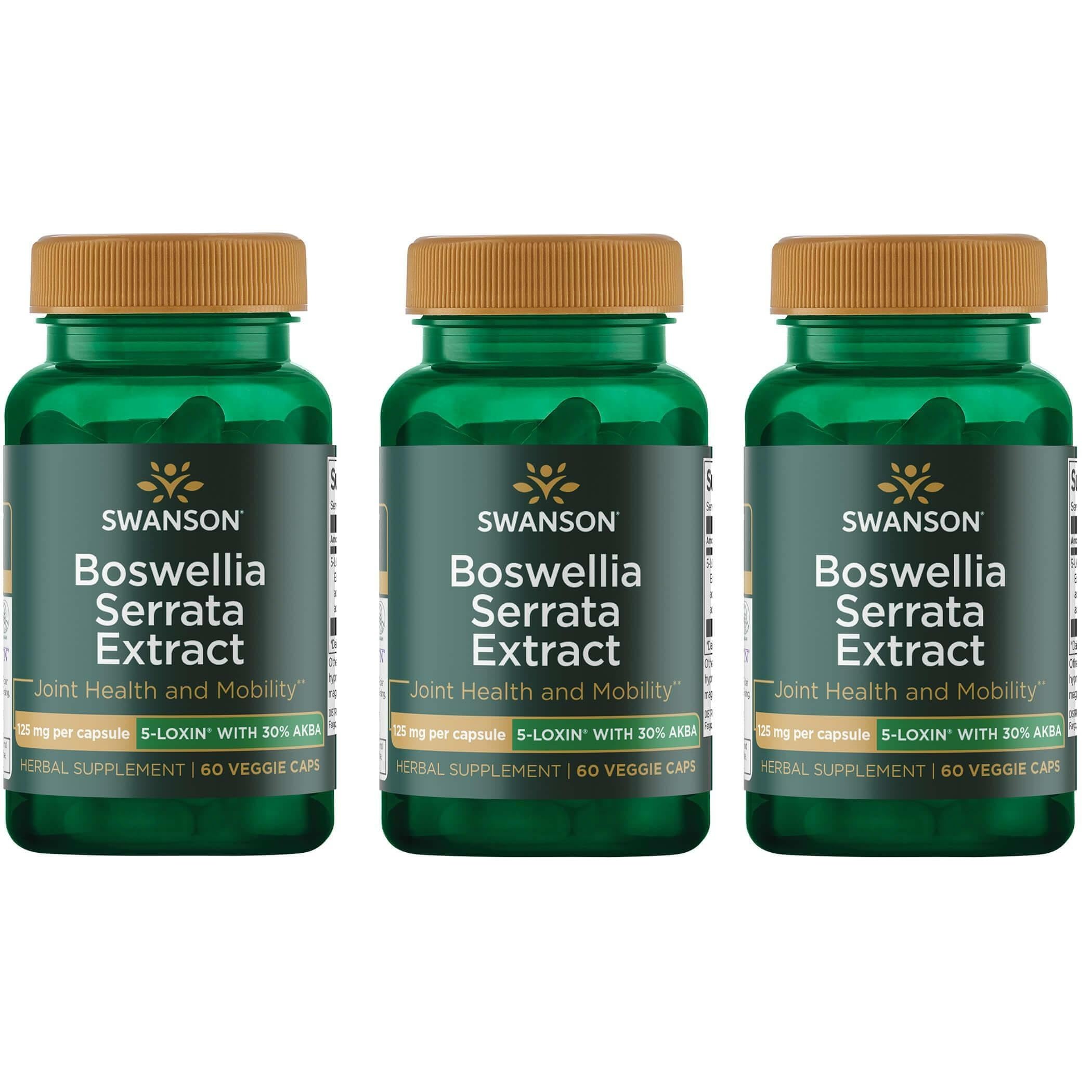Swanson Boswellia Serrata Extrait, bouteille 60 gélules véganes, soutien potentiel à la mobilité.