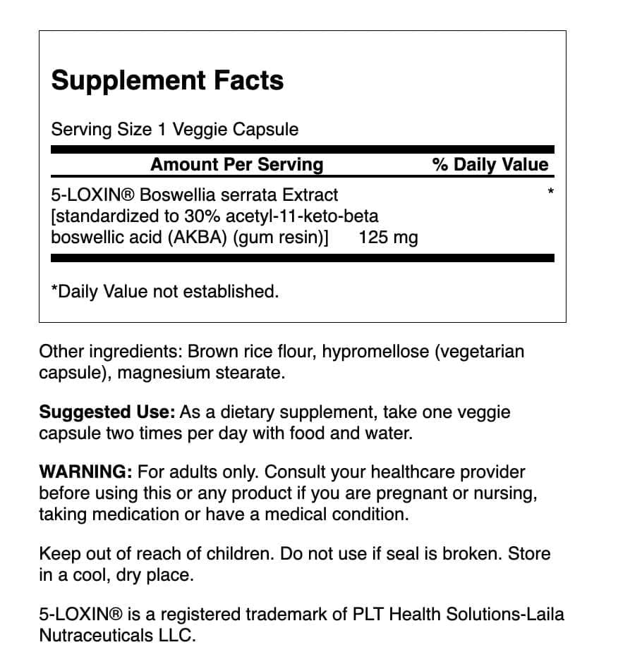 Swanson Boswellia Serrata Extrait, flacon 60 gélules véganes, format pratique au quotidien.