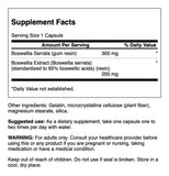 Étiquette Swanson Boswellia Serrata et contrôle qualité GMP, standardisation des acides boswelliques