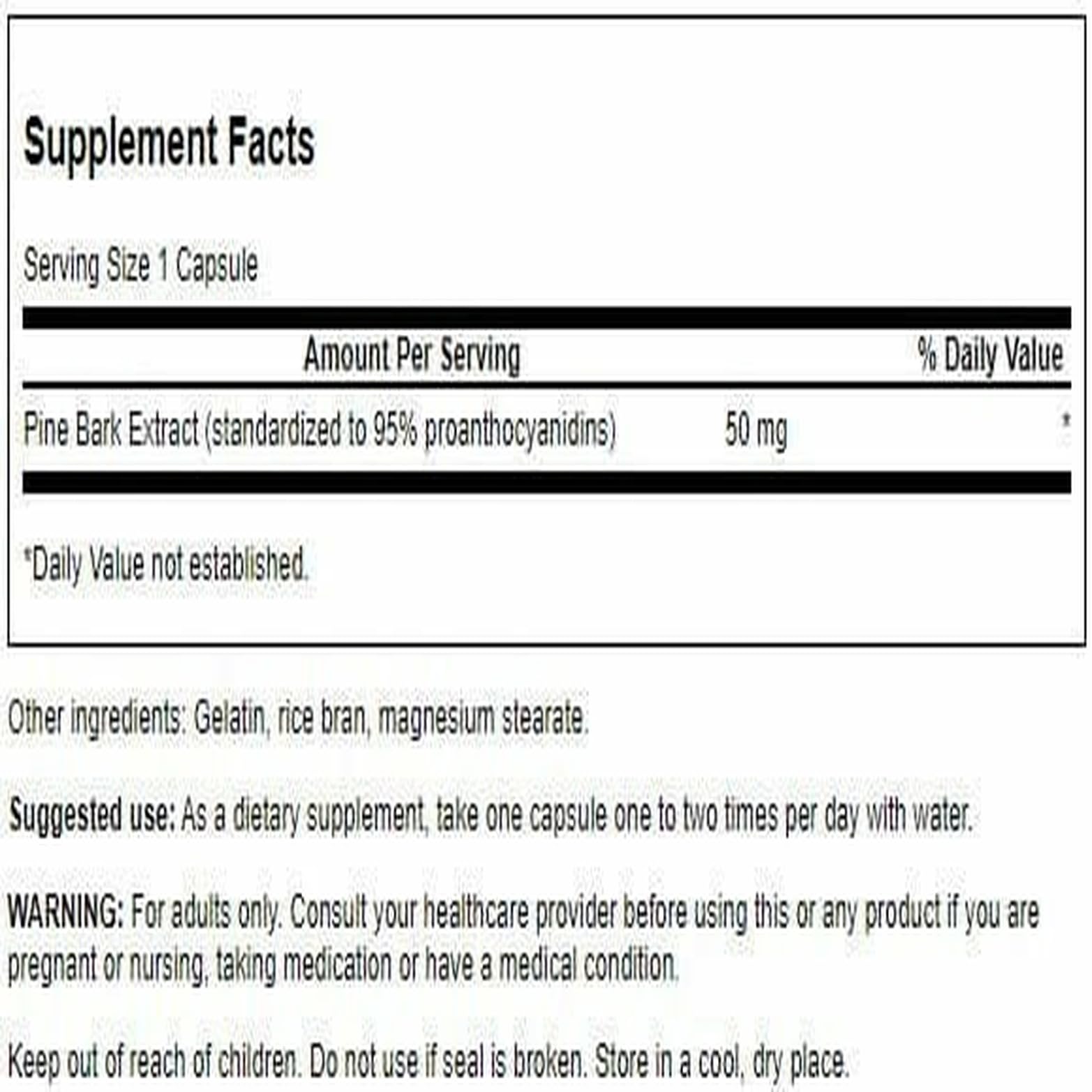 Swanson Bouteille de capsules pin, format pratique pour la routine quotidienne.