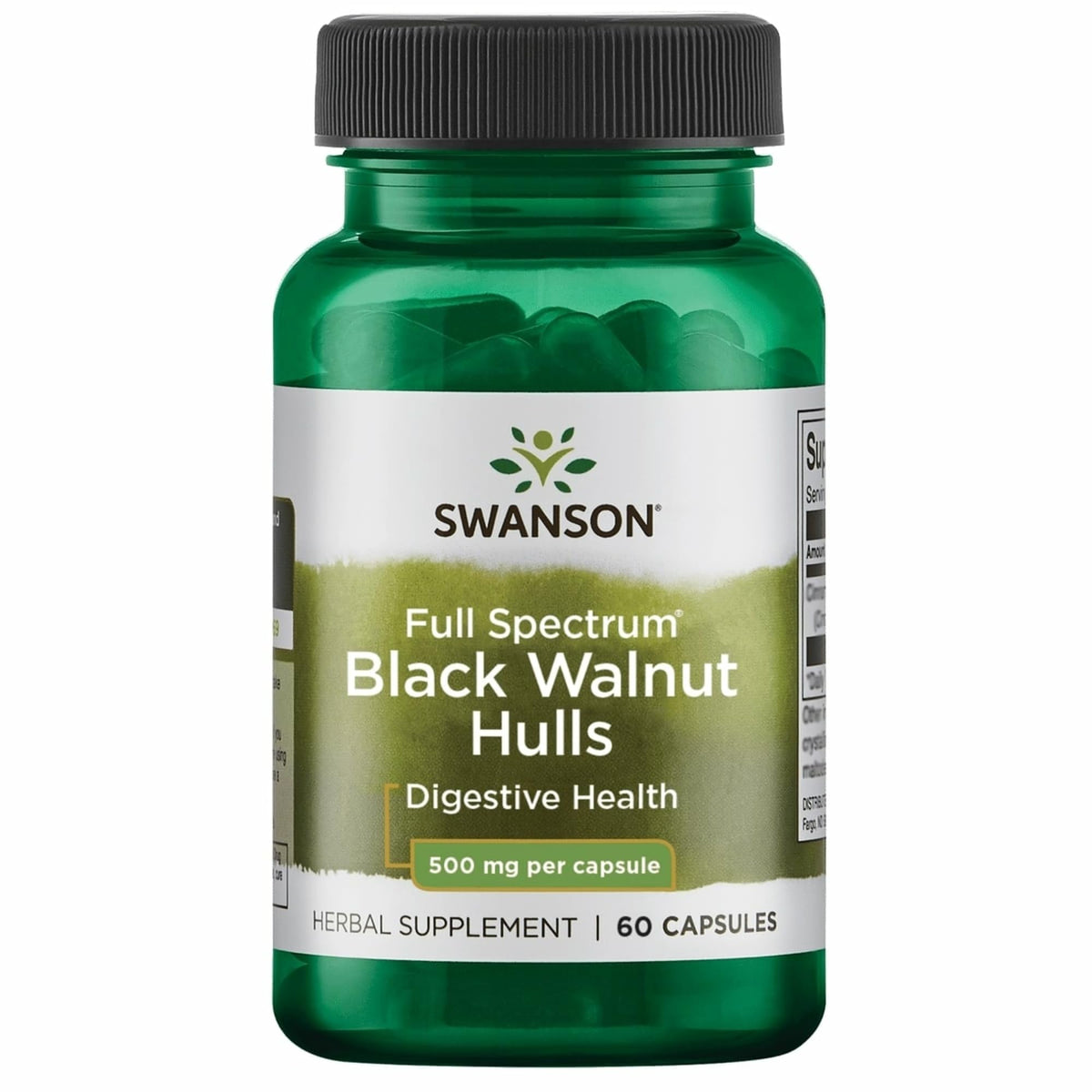 Swanson coques-noix-noire en bouteille, 60 capsules, format pratique et facile