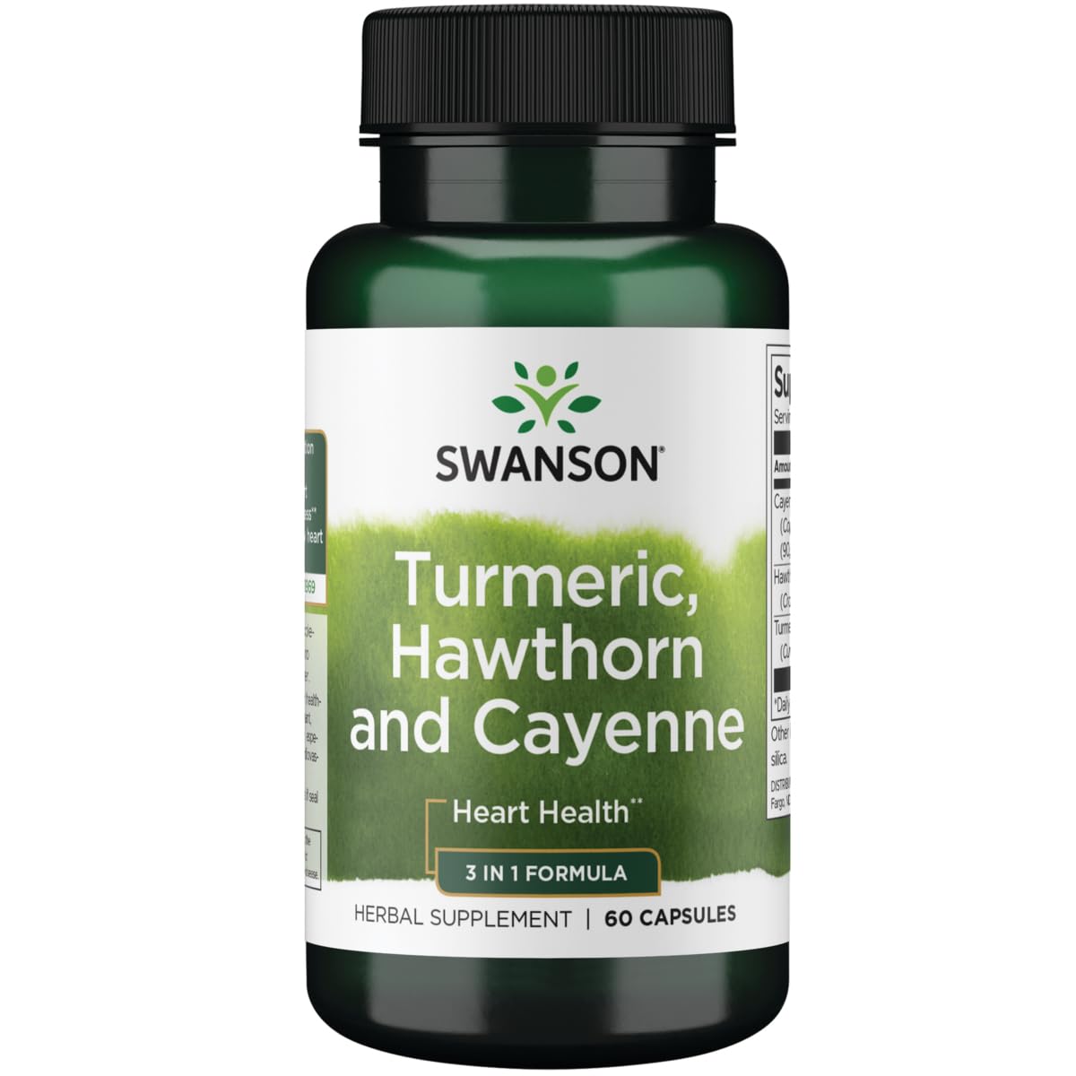 Swanson Curcuma Spectre Complet Aubepine Cayenne : bouteille de 60 capsules pour le bien-être quotidien