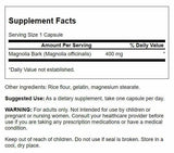 Swanson écorce de magnolia, bouteille 60 capsules, soutien nerveux possible et routine bien-être.
