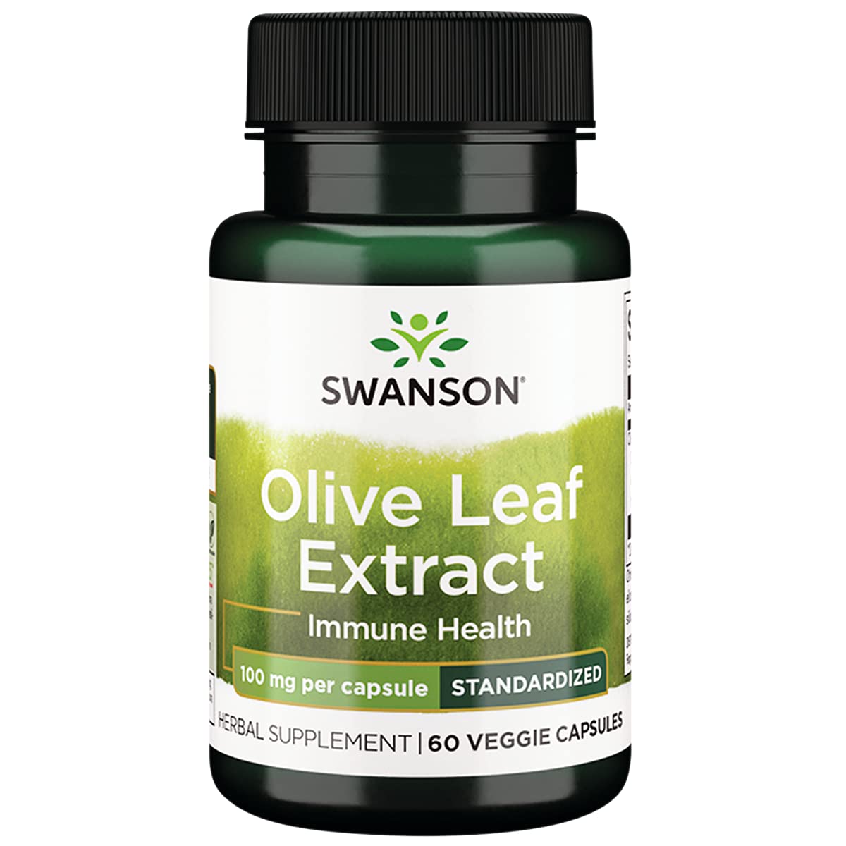 Flacon Swanson Extrait Feuille Olivier, 60 gélules, peut soutenir les défenses naturelles.