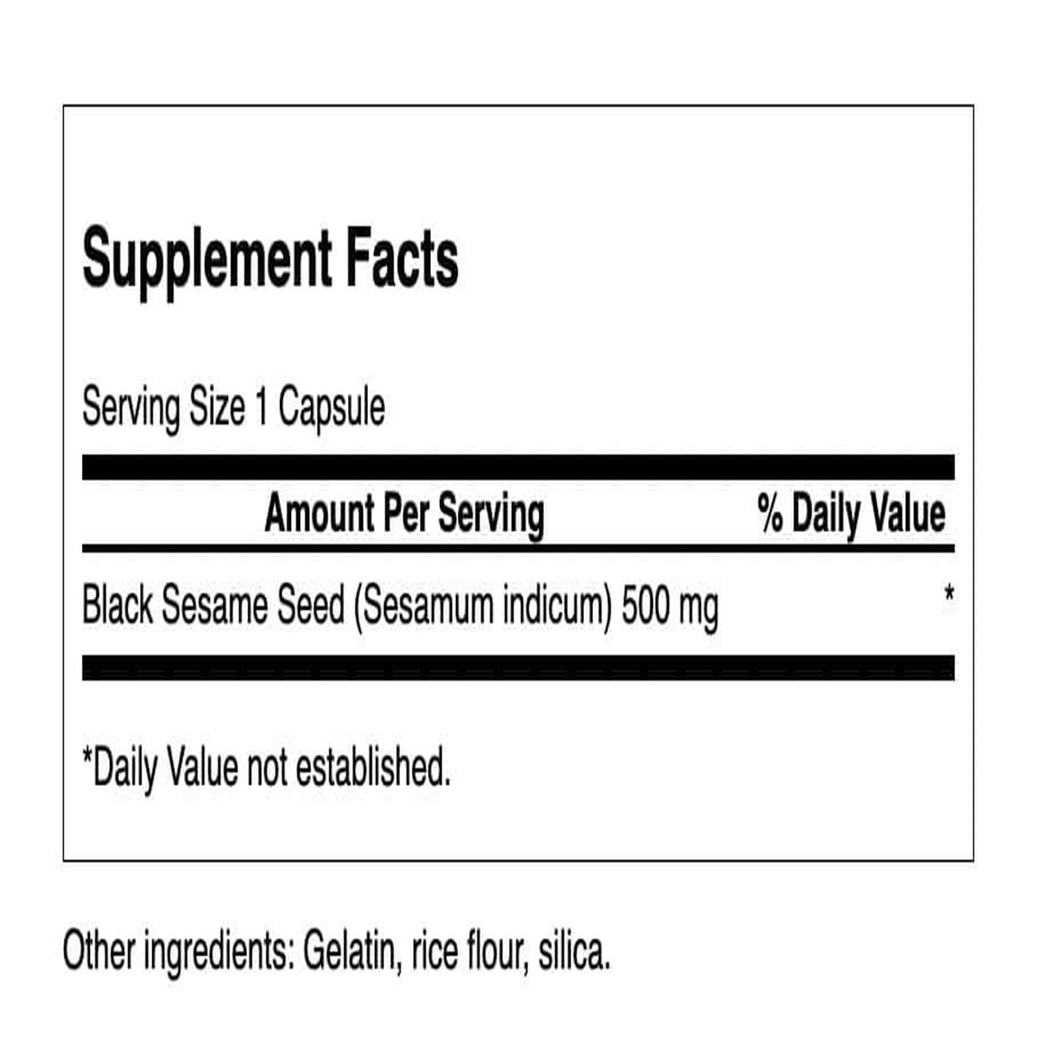 Swanson bouteille de sésame noir 60 capsules, pratique à intégrer dans la routine journalière.