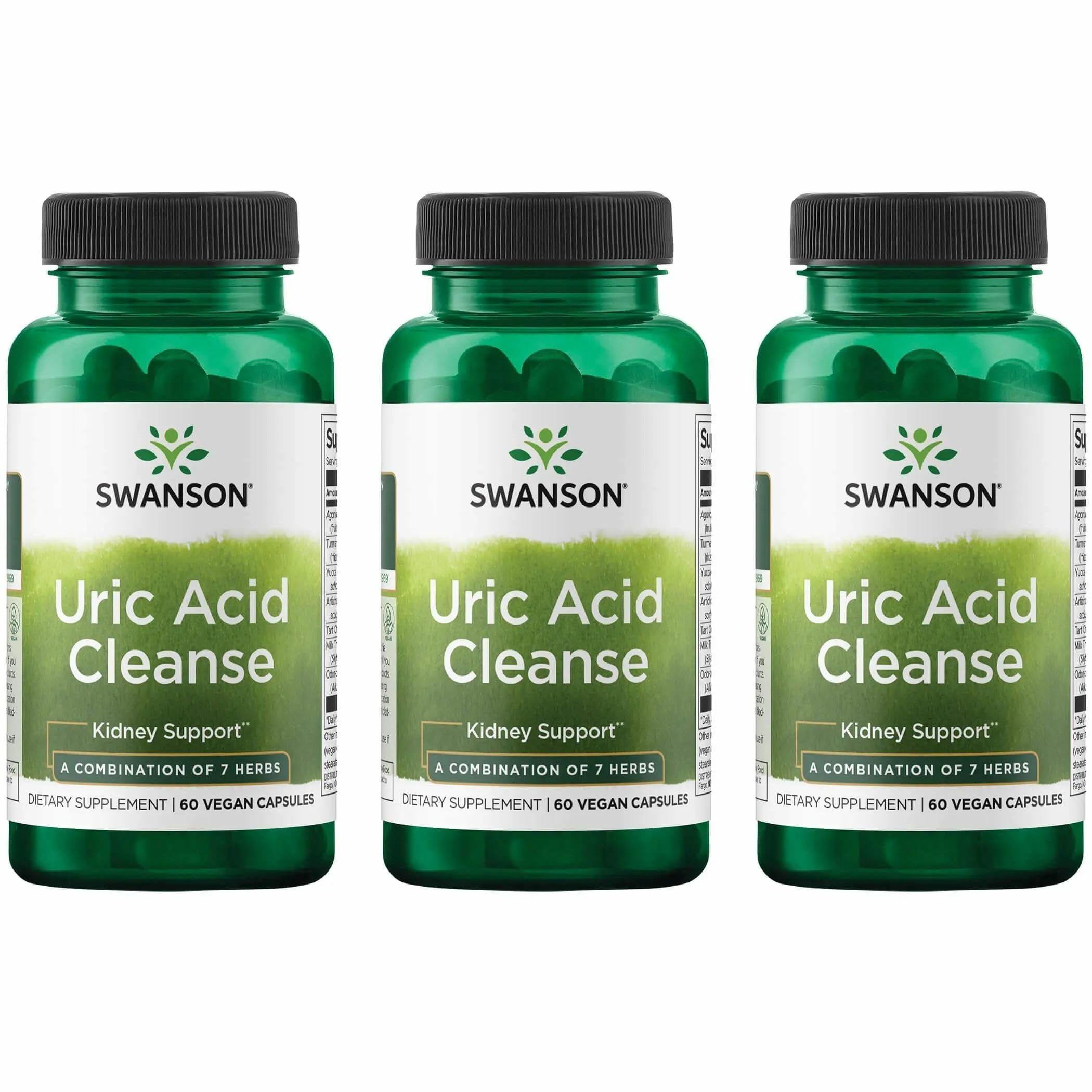 Swanson Uric Acid Cleanse: bouteille et étiquette, soutien potentiel rénal et hépatique.