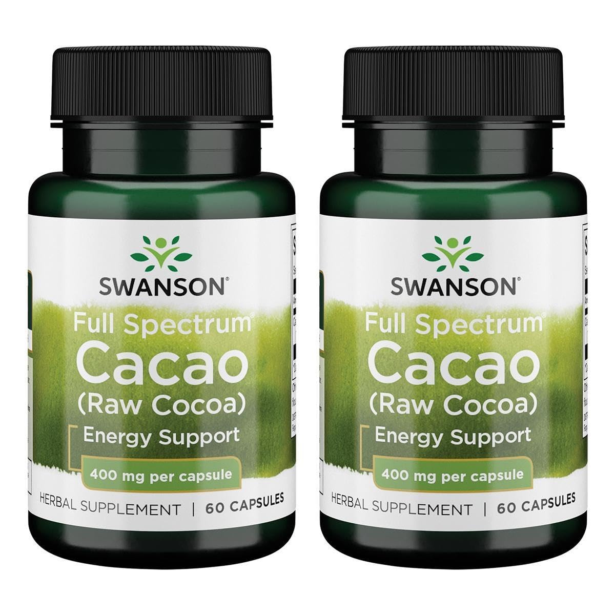 Swanson cacao spectre complet, flacon, énergie naturelle grâce au cacao cru.