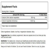 Étiquette lisible Swanson Calcium Aspartate, information claire sur le produit