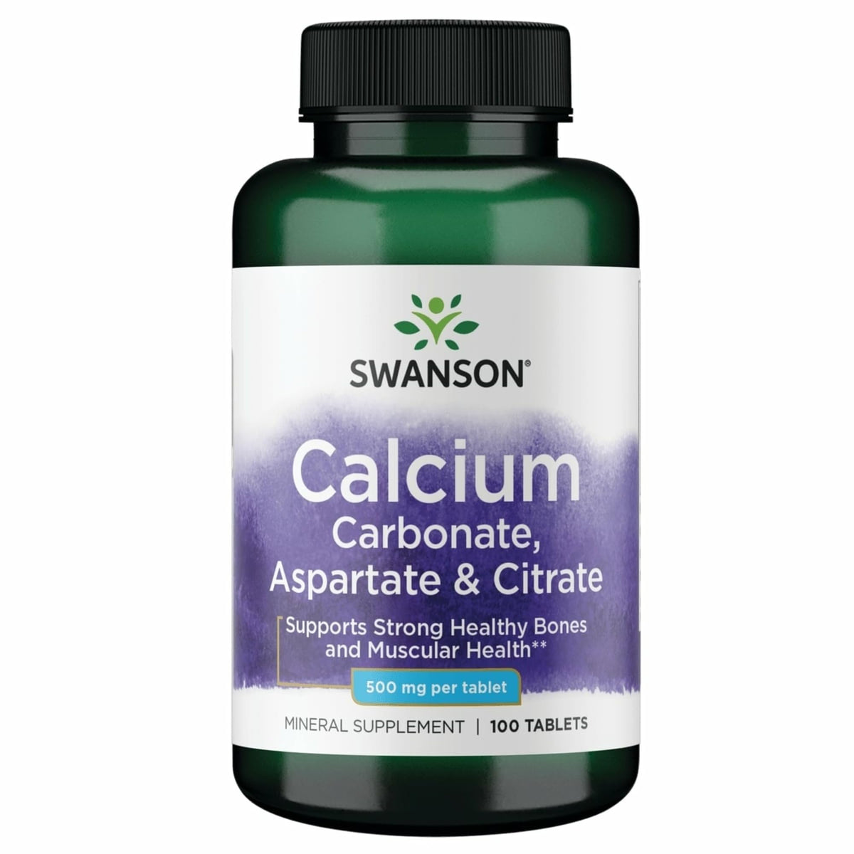 Swanson Calcium carbonate-aspartate-citrate, bouteille peut aider au maintien des os et du cœur