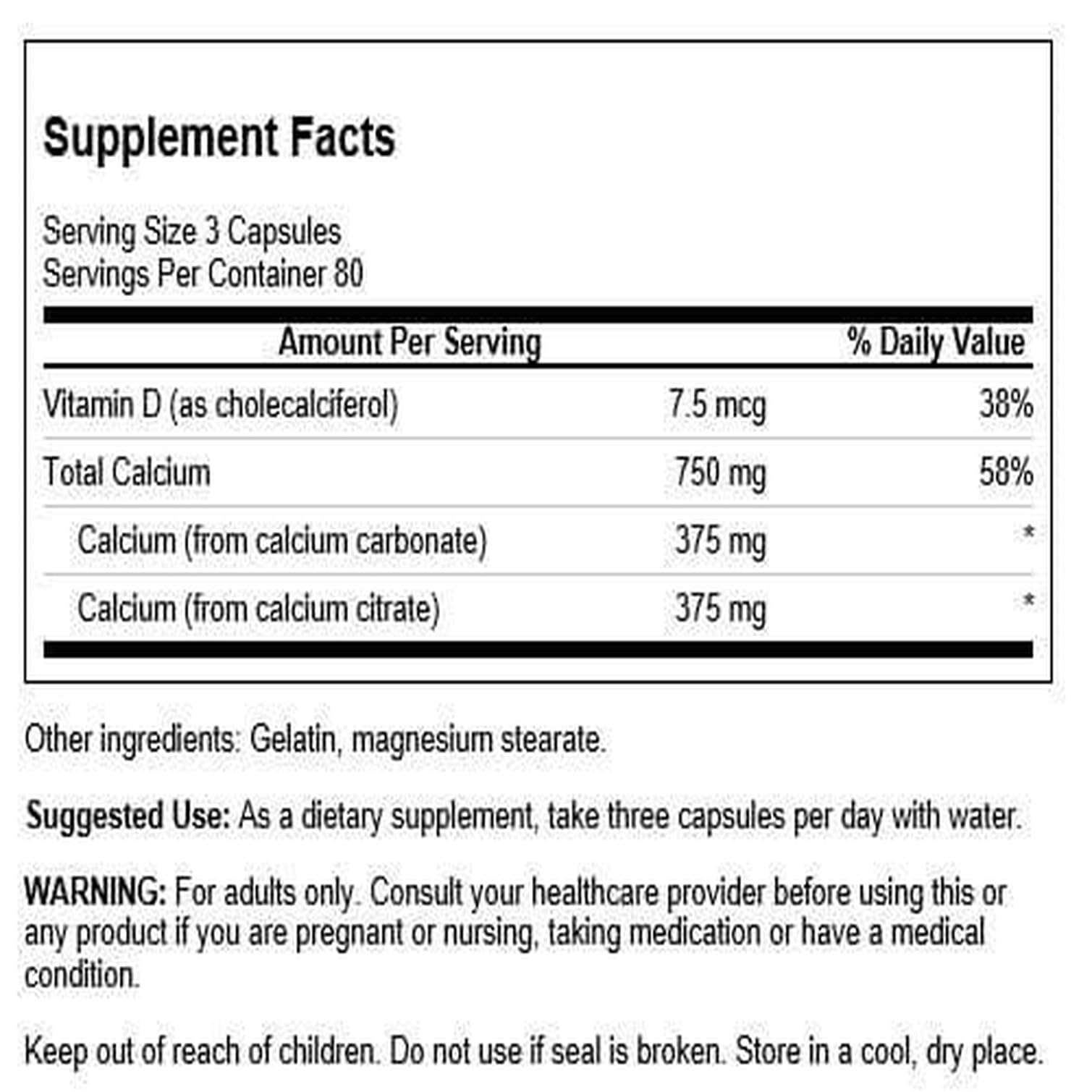 Swanson Complexe Calcium Citrate en capsules, soutien musculaire et nerveux.