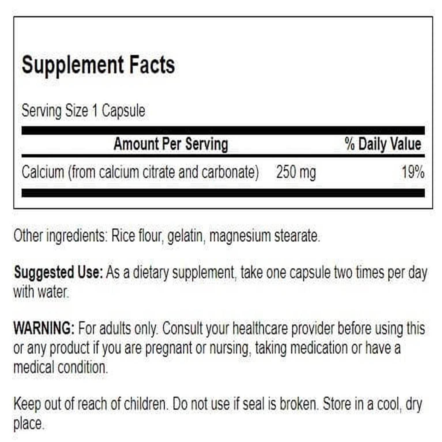 Swanson Calcium Citrate Complex – Capsules visibles, soutien potentiel musculaire et nerveux.