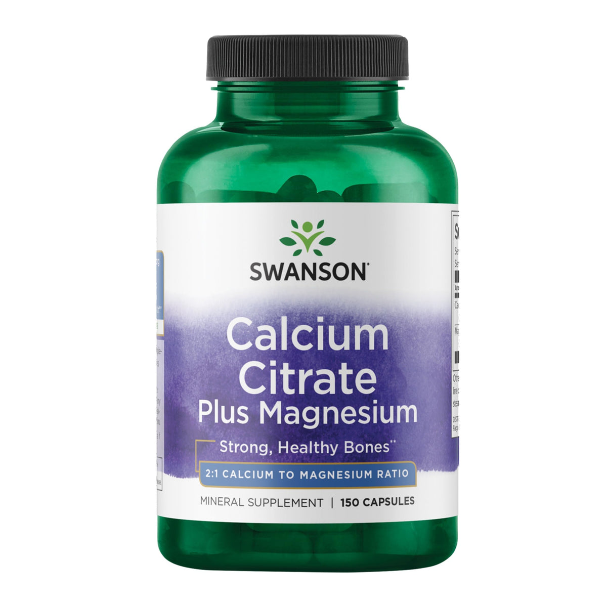 Swanson Calcium Citrate Plus Magnesium : bouteille visible pour soutien osseux possible