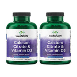 Swanson Calcium Citrate et Vitamine D3, bouteille de tablettes, soutien potentiel des os.