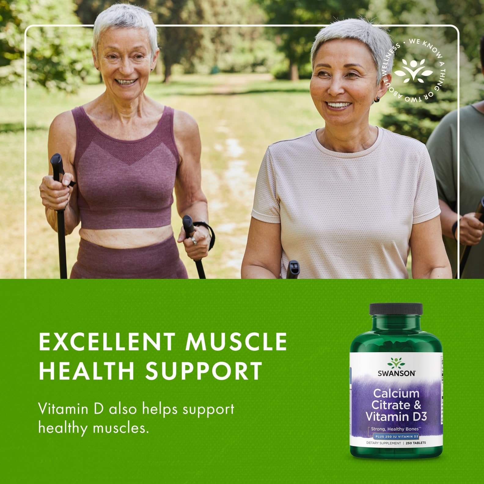 Swanson Calcium Citrate et Vitamine D3, contrôle qualité visible sur l'emballage.