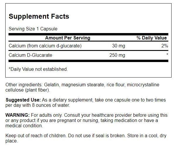 Swanson Calcium D-Glucarate - capsules, format pratique pour une utilisation quotidienne