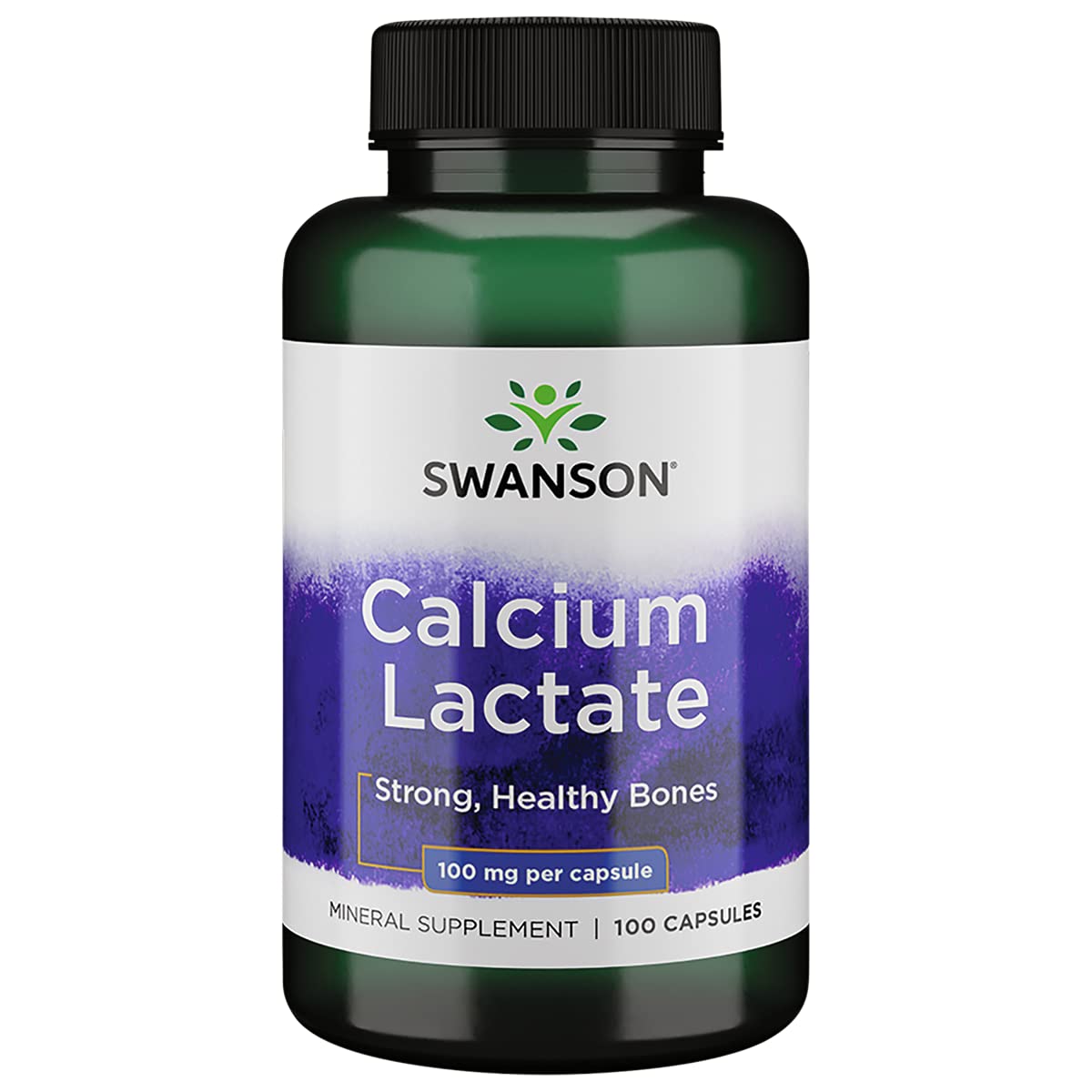 Swanson Calcium Lactate 100 mg, bouteille caplets prête à être consommée, usage quotidien