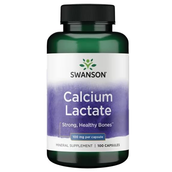 Capsules Swanson Calcium Lactate 100 mg, prise simple et pratique au quotidien