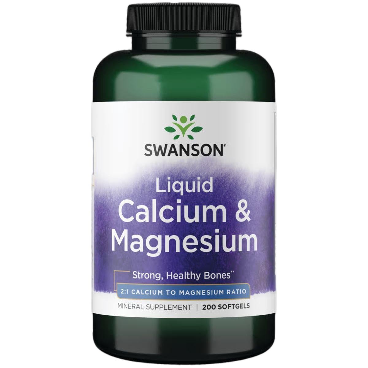 Swanson Calcium et Magnésium Softgel en bouteille, soutien potentiel des os et du cœur.