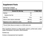 Swanson Calcium et Magnésium Softgel – étiquette produit, formulation concentrée pour une absorption potentielle.