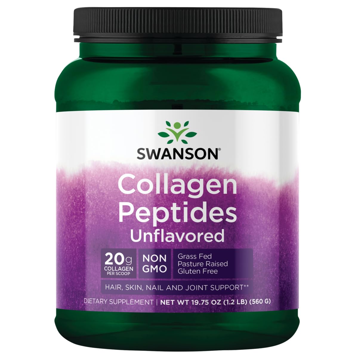 Swanson Collagene Peptides sans arôme - poudre 19,75 oz soutient peau et articulations