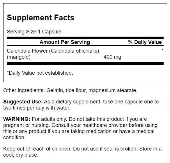Swanson Calendula: étiquette produit, non-OGM et informations pratiques