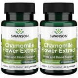 Swanson camomille extrait en capsule, focus sur la bouteille versant, pour favoriser la détente.