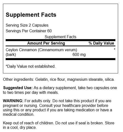 Swanson Cannelle: capsules faciles à avaler pour une routine bien-être.