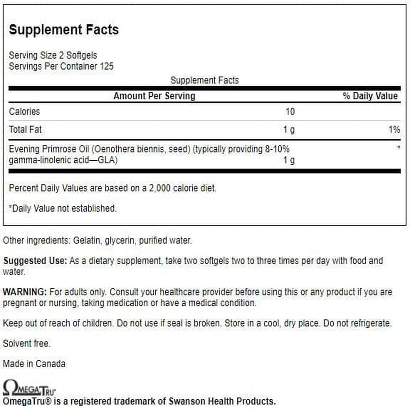 Capsules Swanson huile d'onagre: potentiel soutien à l'équilibre hormonal