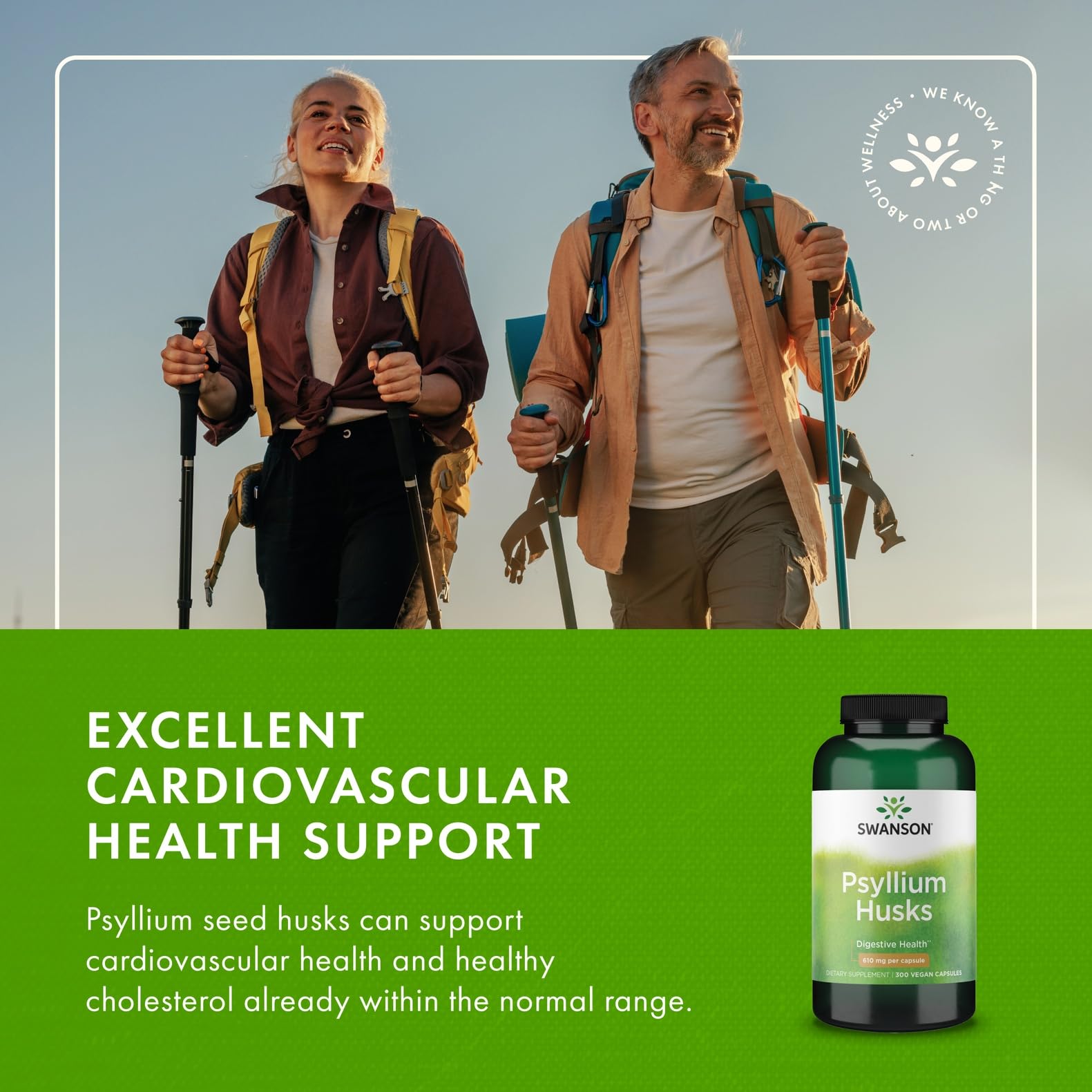 Swanson: gélules psyllium 610 mg pour un apport en fibres quotidien