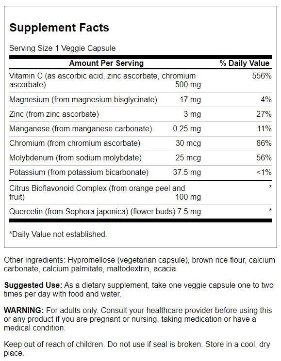 Capsules végétales Swanson Vitamine C Formule Ultime faciles à prendre au quotidien