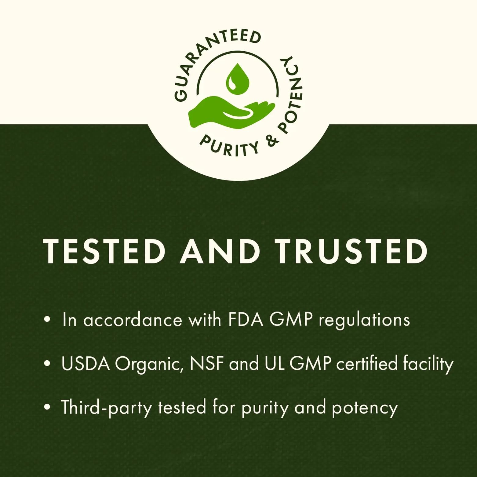 Swanson logo GMP, contrôle qualité par laboratoires indépendants.