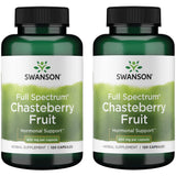 Swanson Chasteberry Fruit, bouteille, soutien potentiel au bien-être féminin et à l'équilibre hormonal.