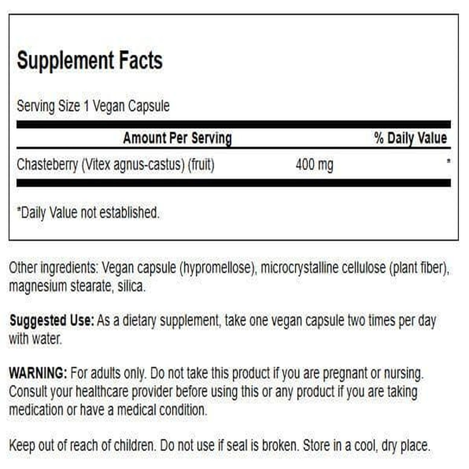 Swanson fruit de gattilier, gélules faciles à avaler pour le soutien féminin