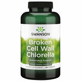 Swanson chlorella wall-brisee bouteille : aperçu du flacon et soutien potentiel à l'énergie.
