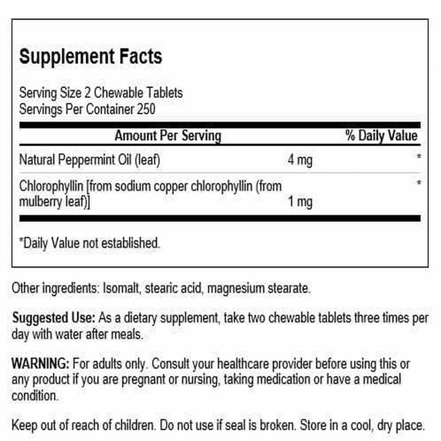 Swanson Chlorophyllin et Menthe, comprimés à mâcher: haleine fraîche rapidement.