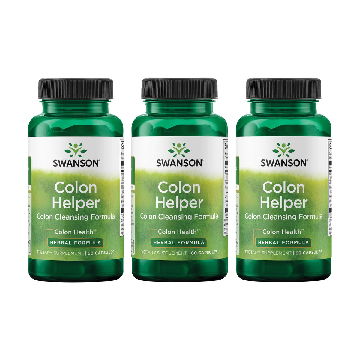 Swanson Colon Helper: bouteille et versement pour soutien digestif potentiel.