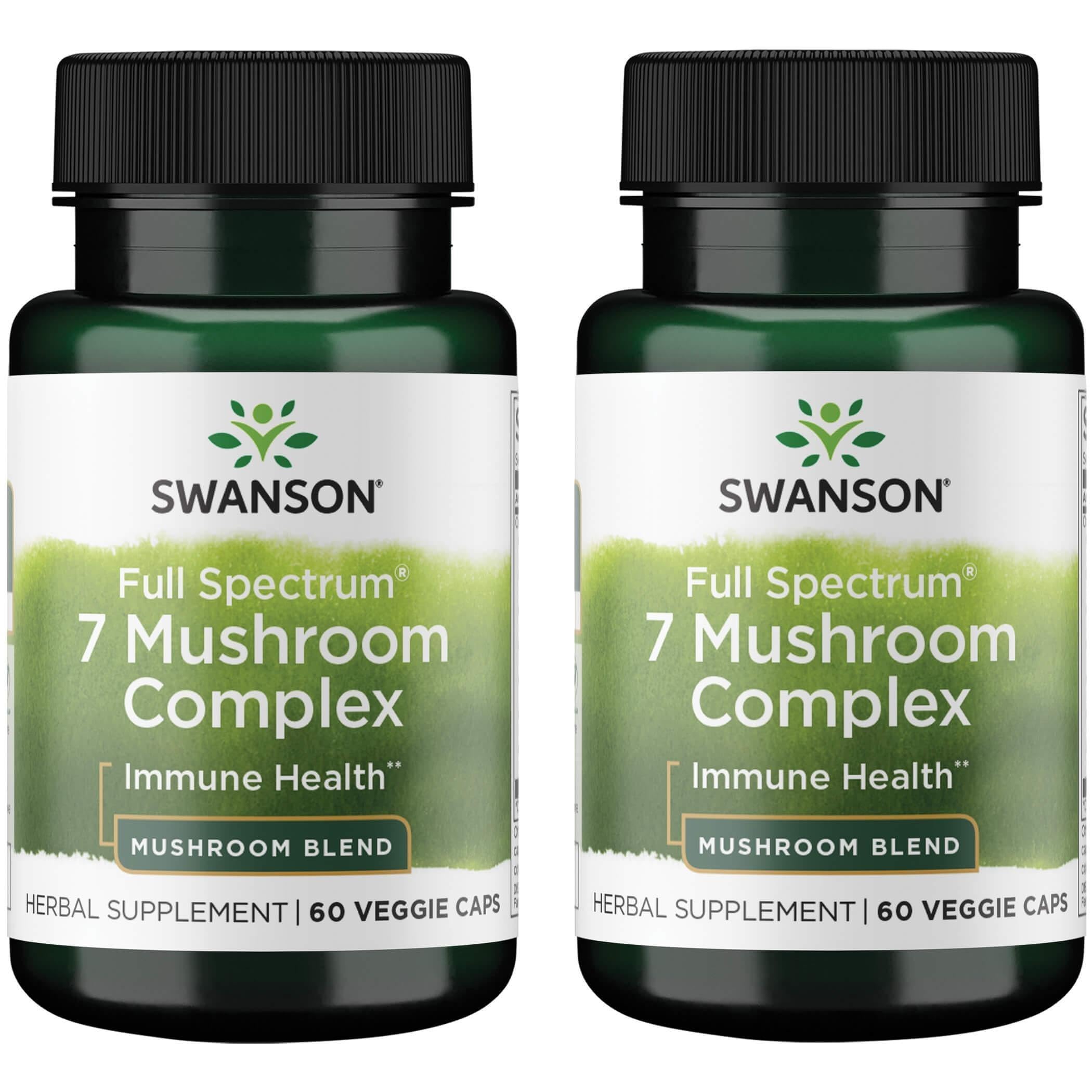 Swanson Complexe 7 Champignons: flacon de 60 gélules végétales, soutien potentiel au bien-être général.