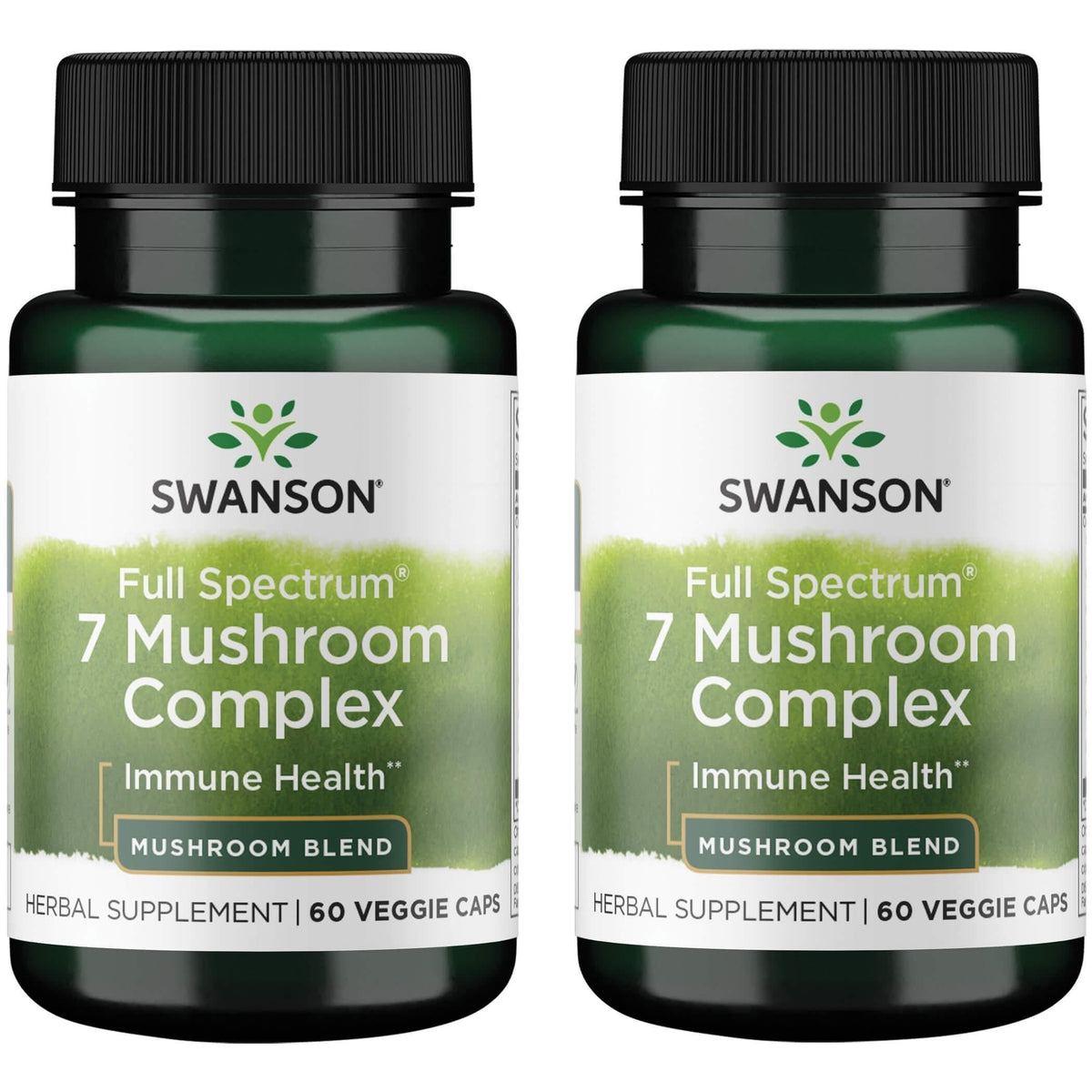 Swanson Complexe 7 Champignons: flacon de 60 gélules végétales, soutien potentiel au bien-être général.