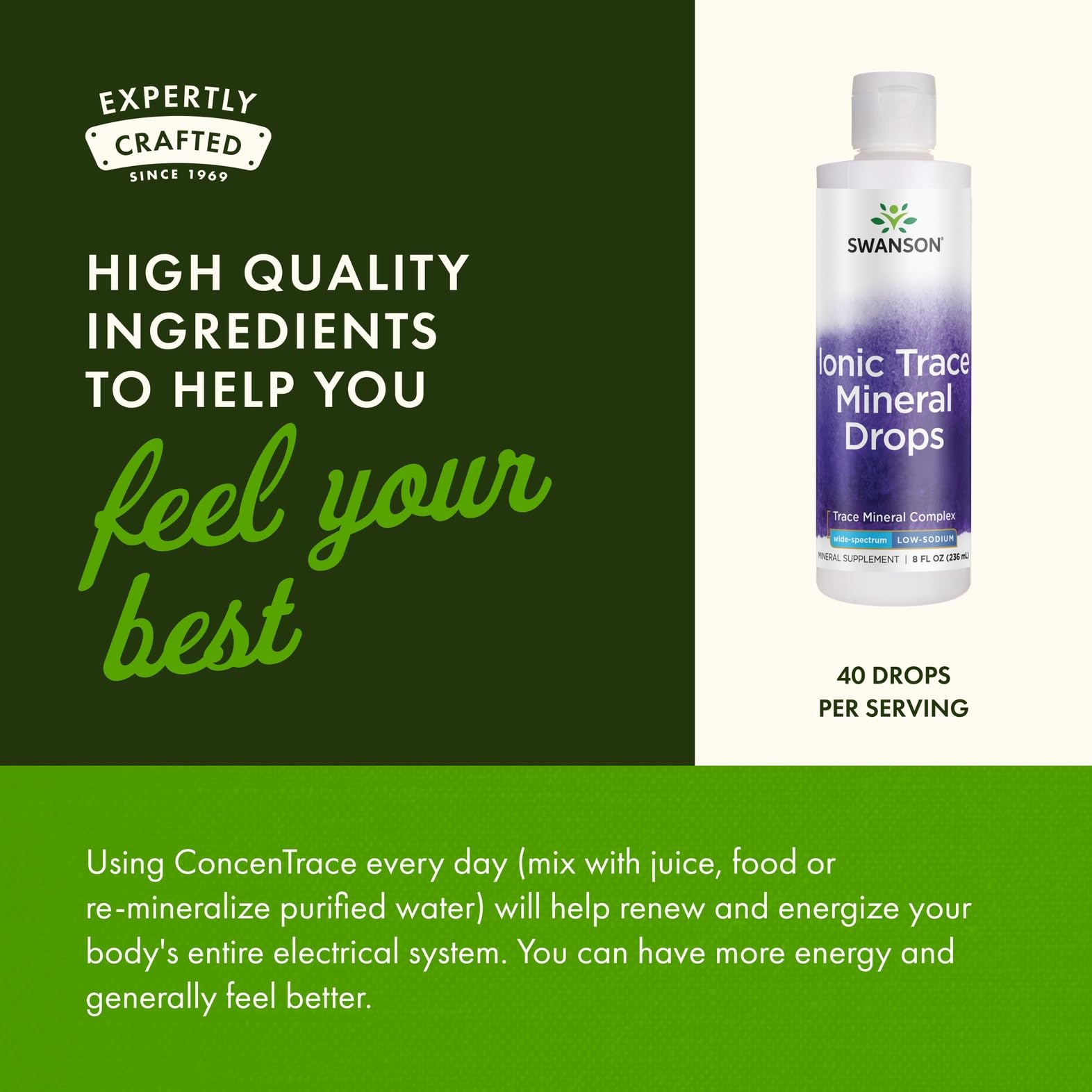 Smoothie enrichi avec Concentrace, minorals ajoutés pour le quotidien