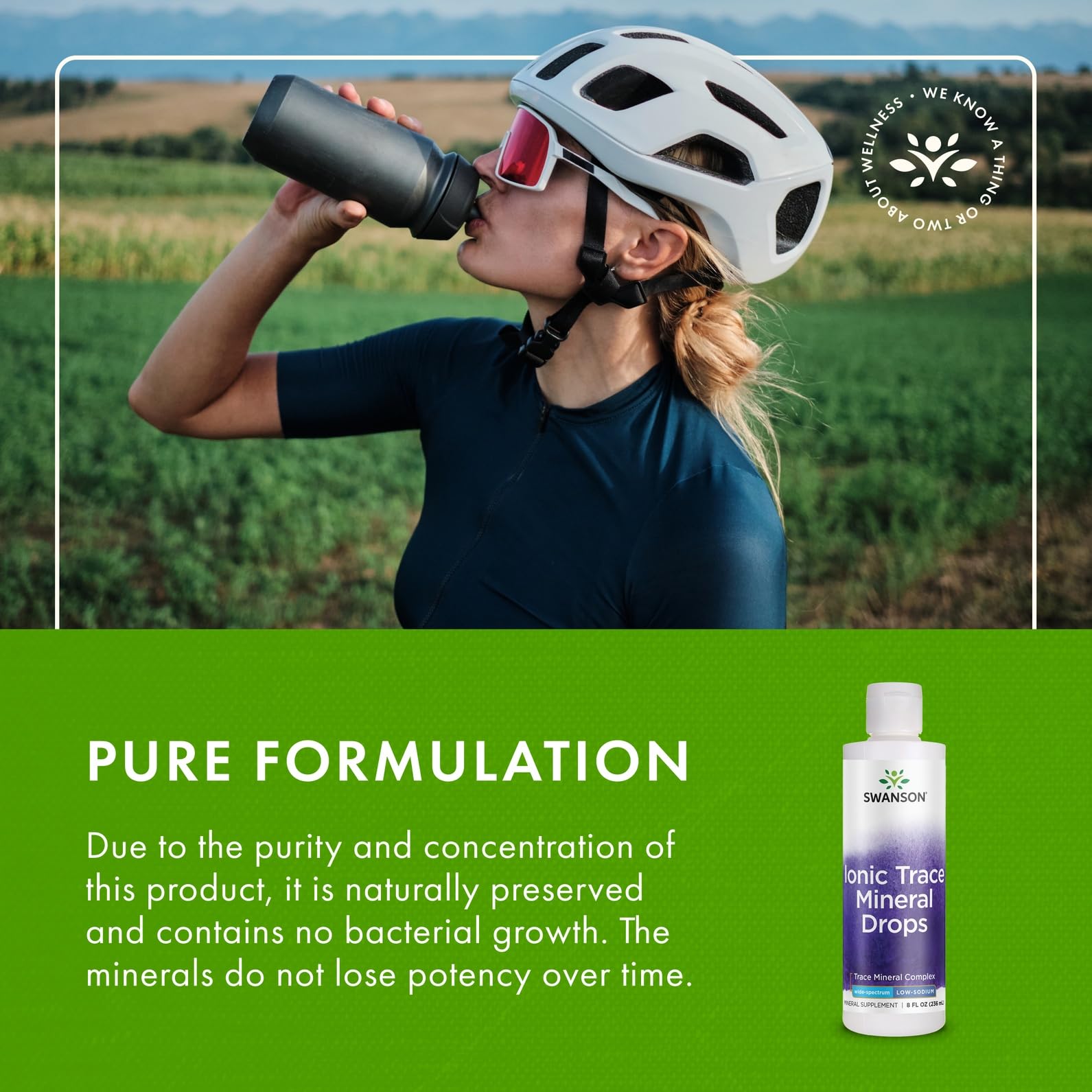 Verre d'eau avec quelques gouttes Concentrace pour soutenir l'hydratation
